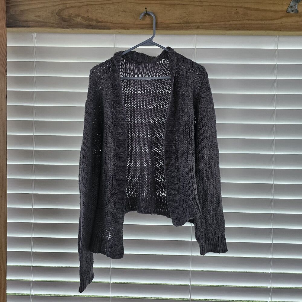 Wooden Ships Gray Open Front Crochet Cardigan Women's Size M/L